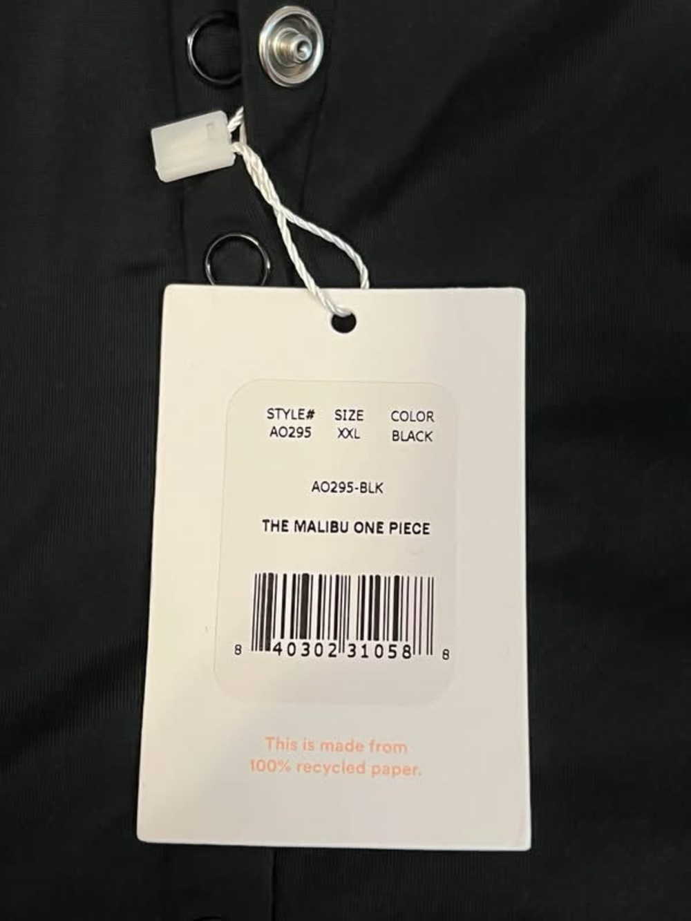 Andie Black One-Piece Swim Suit with Henley Buttons - Picture 2 of 2